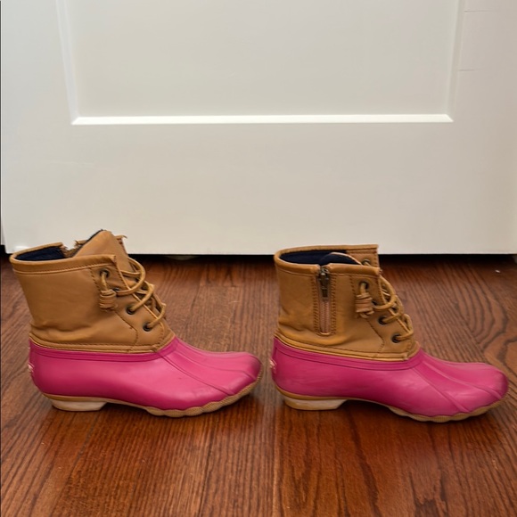 Sperry Top Sider Waterproof Duck Boots STS85030 Pink Ivory  Sperry Pink and Tan Rain & Snow Boots Waterproof Design